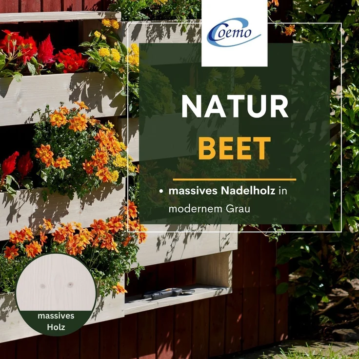 Coemo Vertikalbeet Riga Kräuterbeet Holz 7 Pflanzkästen – Bild 4