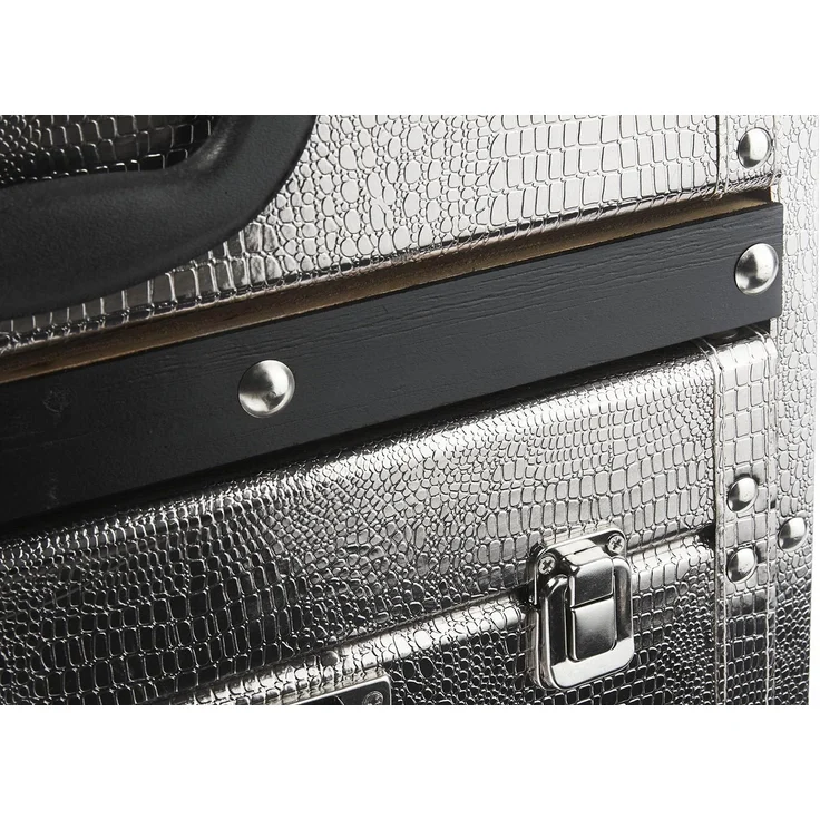 Kobolo Regal Kommode Schubladenturm Kofferoptik silber 4 Fächer – Bild 8