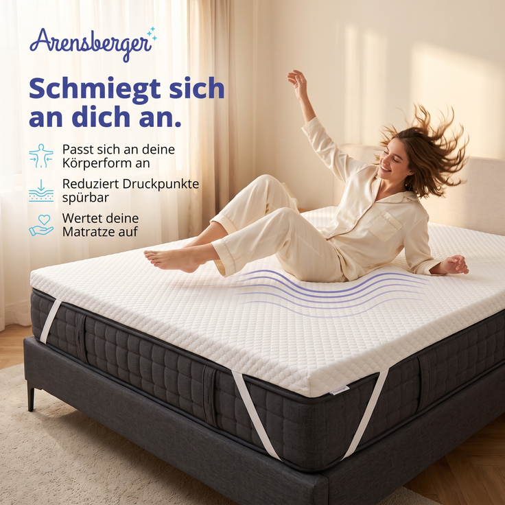 Topper SOFT 90x200cm, Memory Foam Matratzentopper, waschbarer Bezug, geeignet für Federkern & Schaumstoff Matratzen, H2, Matratzenauflage Höhe 5cm – Bild 2