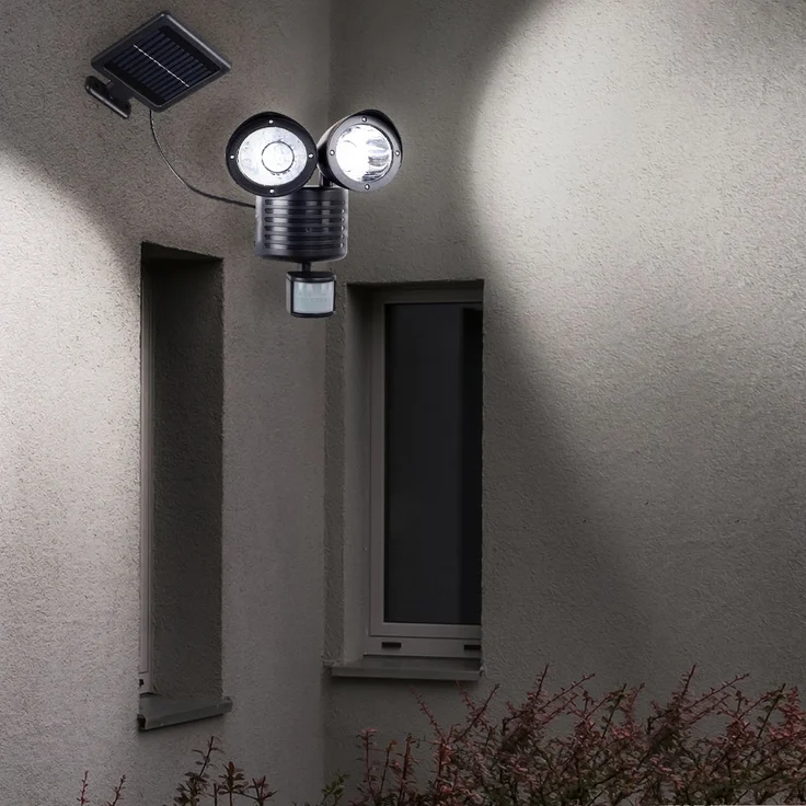 LED Solar Wandleuchte, Bewegungsmelder, schwenkbar, schwarz – Bild 2