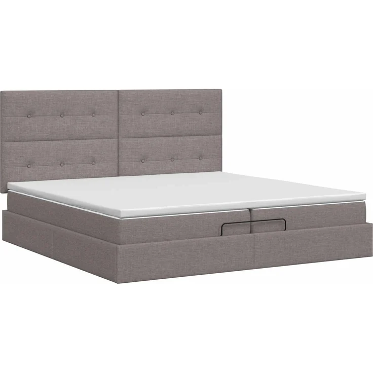 vidaXL Ottoman Bett mit Matratze mit Kopfteil Taupe 200 x 200 cm Stoff 3457519 – Bild 5