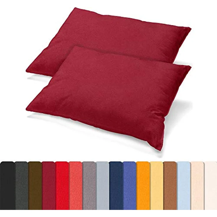 aqua-textil Classic Line Baumwoll Kissenbezug 2er-Set 48x74 Bordeaux e Kissen Bezug Reißverschluss Jersey Kissenhülle – Bild 3