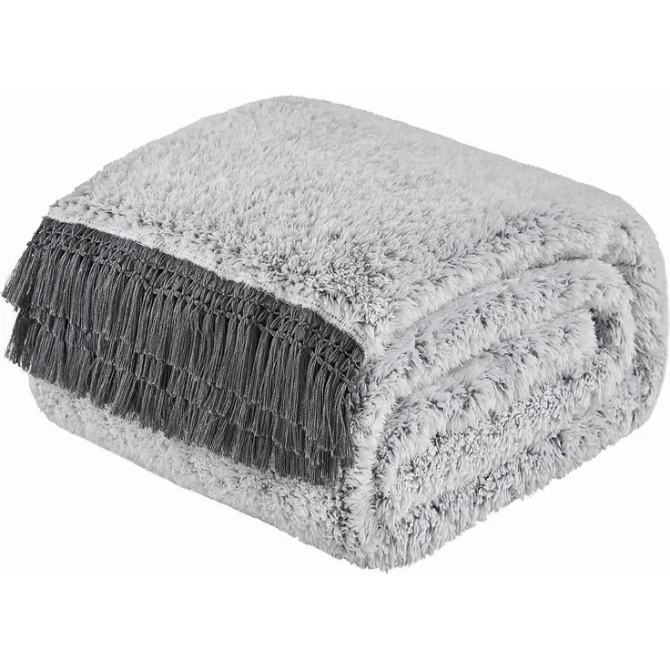 Decke Sherpa Sofadecke Quasten 150 x 200cm 03-grau With Tassel – Bild 7