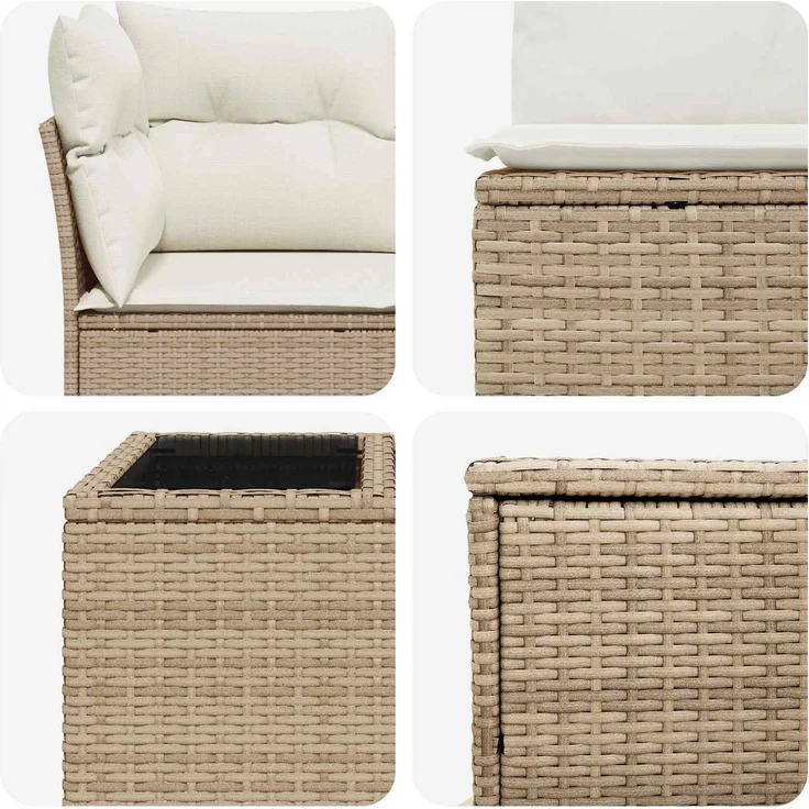 vidaXL Sofa Set 8 stk. Beige und Cremeweiß Polyrattan und Stahl 3448284 – Bild 8
