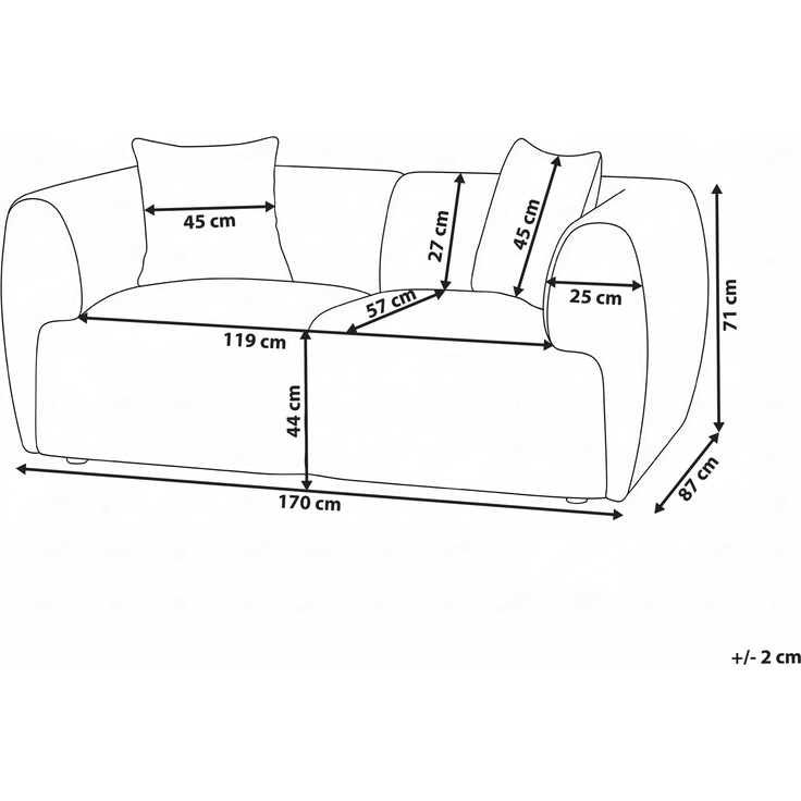 Sofa 2-Sitzer VALBY Bouclé Cremeweiß – Bild 2