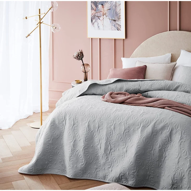 Tagesdecke Steppdecke Decke Bettüberwurf Muster Leila Doppelseitig Elegantes Muster (Light Grey, 200 x 220 cm) – Bild 5