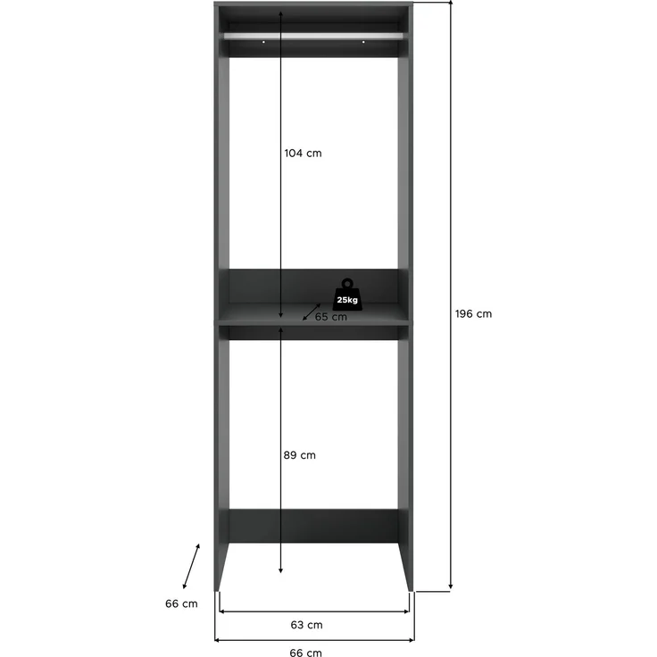 Waschmaschinenschrank (B/H/T: 66x195x60 cm) in anthrazit Nachbildung – Bild 5