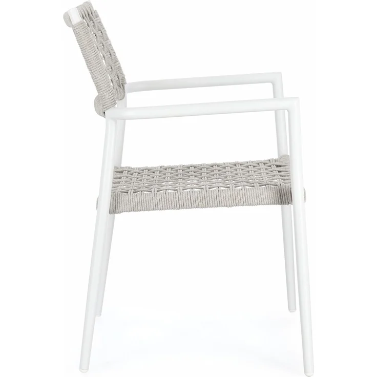 Gartenstuhl Caleta aus Aluminium, modern stapelbar, hellgrau weiß, Outdoor geeignet – Bild 3