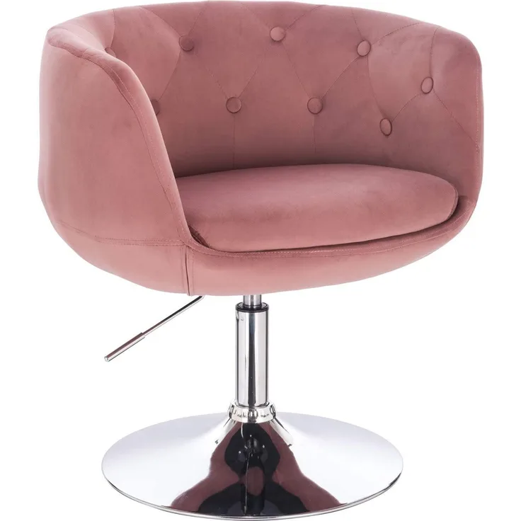 SVITA Panama Retro Loungestuhl Cocktailsessel Altrosa Samt-Optik Tellerfuß
