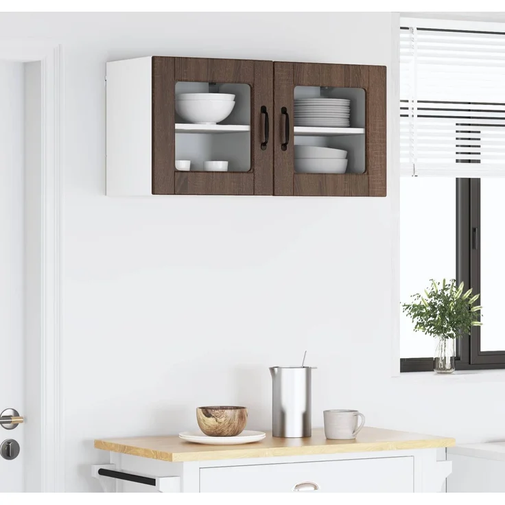 vidaXL Wandglas-Schrank PORTO 2 stk. Braun Eichen-Optik 885200 – Bild 4