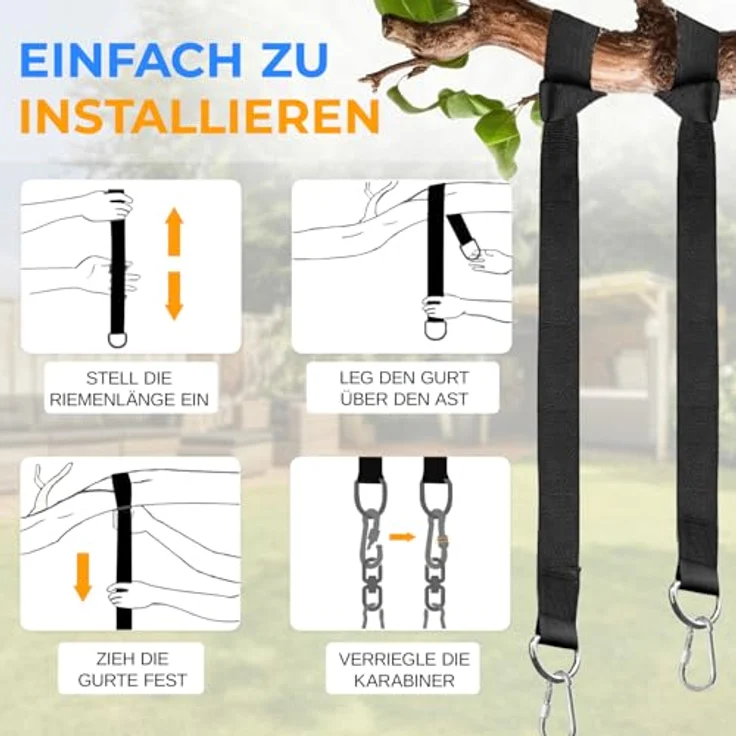 SereneLife Nestschaukel Schwarz 100 cm – Runde Hängeschaukel für Kinder & Erwachsene mit gepolstertem Rahmen & wetterfestem Stoff Für Garten & Zimmer, 270 kg tragbar, Spielspaß & Entspannung – Bild 5
