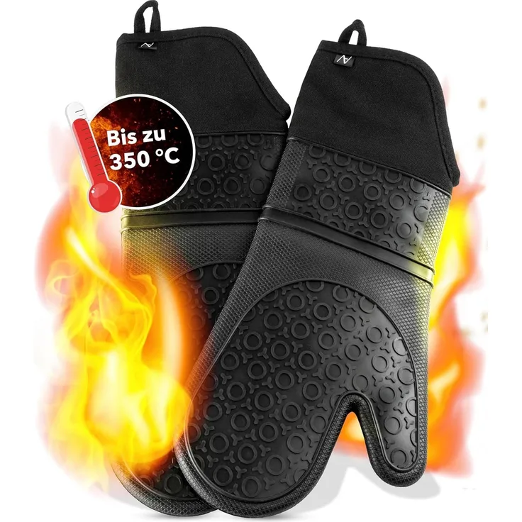 AVANA Topfhandschuhe Silikon Ofenhandschuhe Backhandschuhe Kochhandschuhe, (1 Paar Ofenhandschuhe aus Silikon), weiches Baumwoll-Innenfutter, Anti-Rutsch, Hitzebeständig bis 350°C