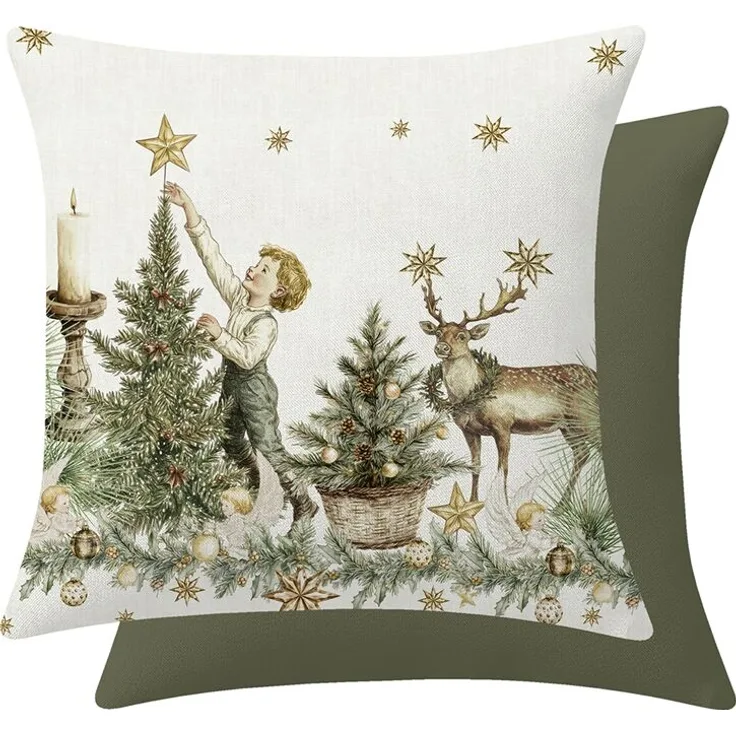 Garnier-Thiebaut Kissenbezug Noel Vintage Dore 40x40 Cm 50% Leinen / 50% Baumwolle