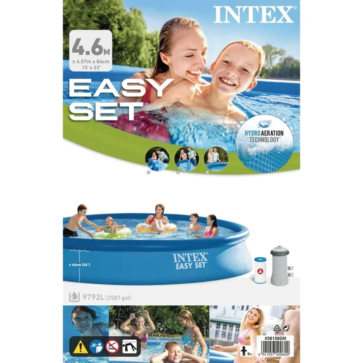 Intex Swimmingpool Easy Set mit Filtersystem 457x84 cm 3202882 – Bild 9