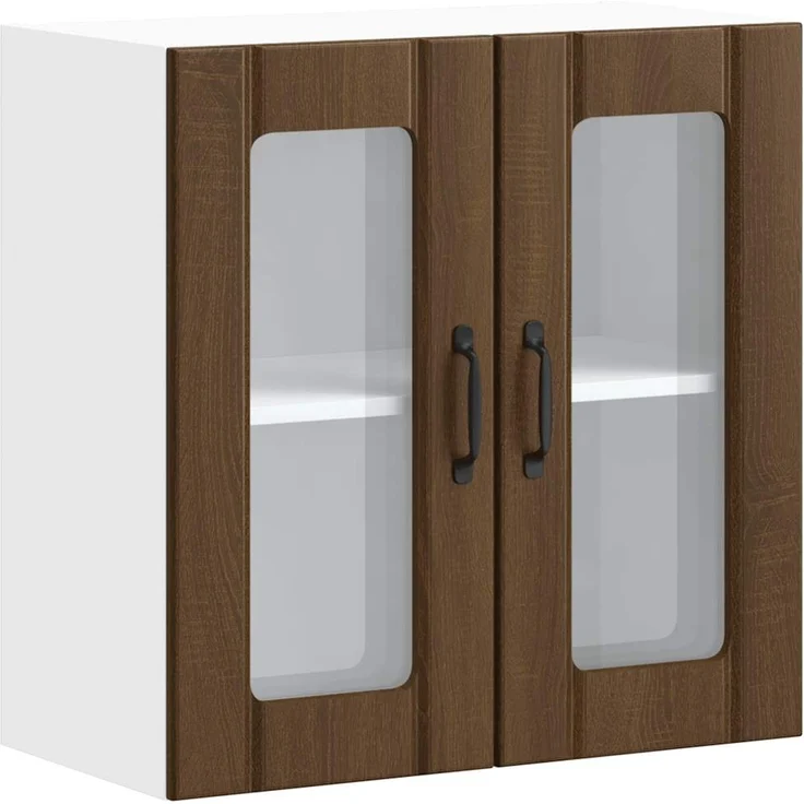 vidaXL Küchen-Hängeschrank mit Glastür Lucca Braun Eichen-Optik 853914 – Bild 1