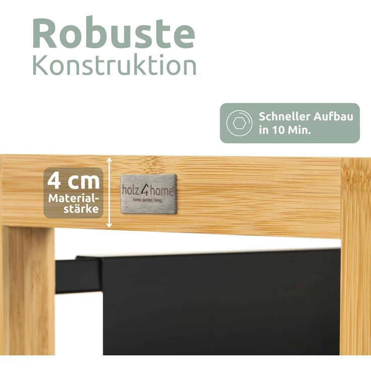 Getränkekistenregal inkl. Ablage - Bambus / Schwarz - 6 Kisten – Bild 5
