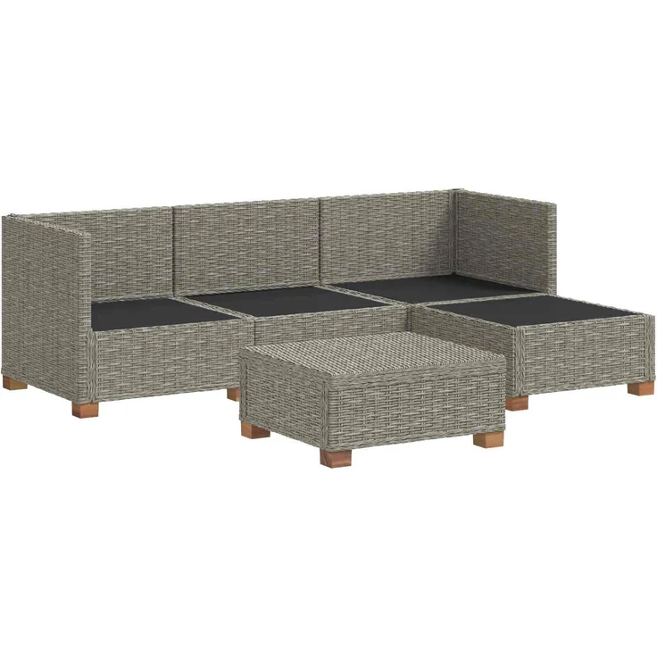 vidaXL 5 Stk. Rattan-Lounge-Set mit Kissen GENDT Naturrattan Kubu Grau 3429849 – Bild 4