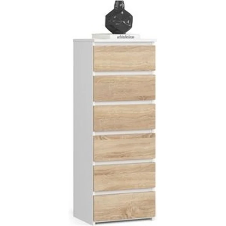 Home Collective Kommode 40 cm breit Holz Highboard Sideboard für Flur Schlafzimmer Wohnzimmer (Mehrzweckschrank Schrank schmal Kommode Schlafzimmer mit Schubladen), Kinderzimmer Organizer, 109 cm hoch mit 6 Schubladen weiß-sonoma – Bild 6