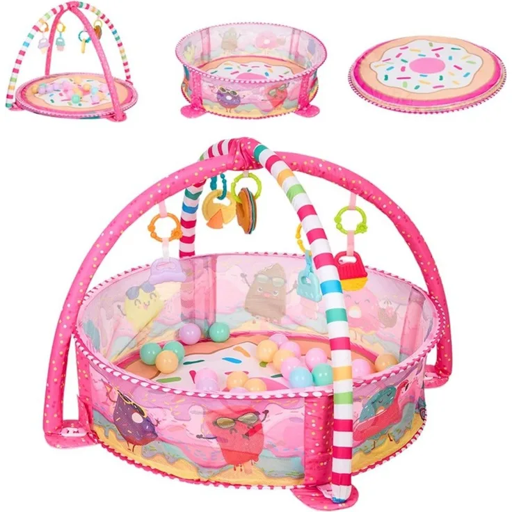 Kikka boo Spielbogen 30 Bälle Krabbeldecke Bällebad abnehmbare Spielzeuge rosa pink