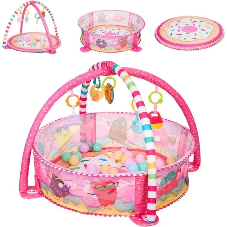 Kikka boo Spielbogen 30 Bälle Krabbeldecke Bällebad abnehmbare Spielzeuge rosa pink – Bild 1