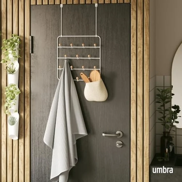 Umbra Estique Türgarderobe Multifunktional, Tür Garderobe, Türhaken, Garderobehaken, Metall, Weiß, 60 cm, 1004045-660 – Bild 2