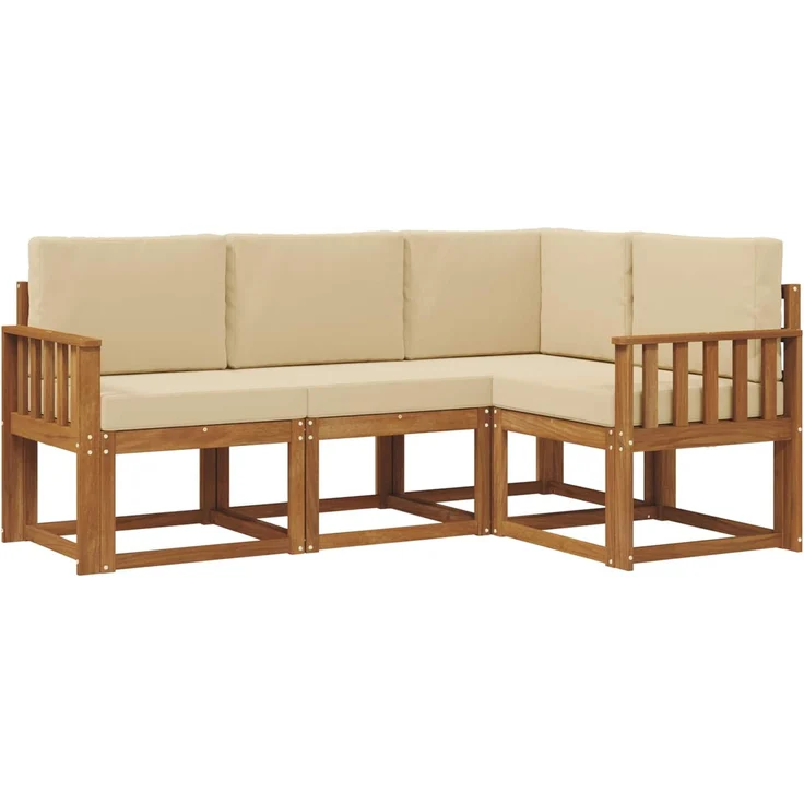 vidaXL Outdoor-Sofagarnitur 4 stk. 4-Sitzer Natur und Beige 3366321 – Bild 2