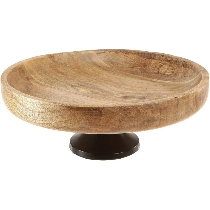 Viana Dekokorb Holz Dekoschale mit Fuß Ø25cm Natur Schwarz modern – Bild 5