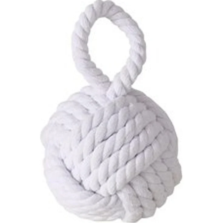 Boltze Türstopper Set Jute Knoten Natur Strick Kugel Stoff Boden 1,5 kg Gewicht mit praktischer Schlaufe (Weiß) – Bild 4