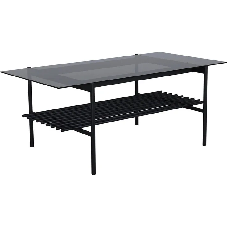 Livetastic Couchtisch, rechteckig aus Metall und Glas, mit Stauraum, 60x48x120 cm
