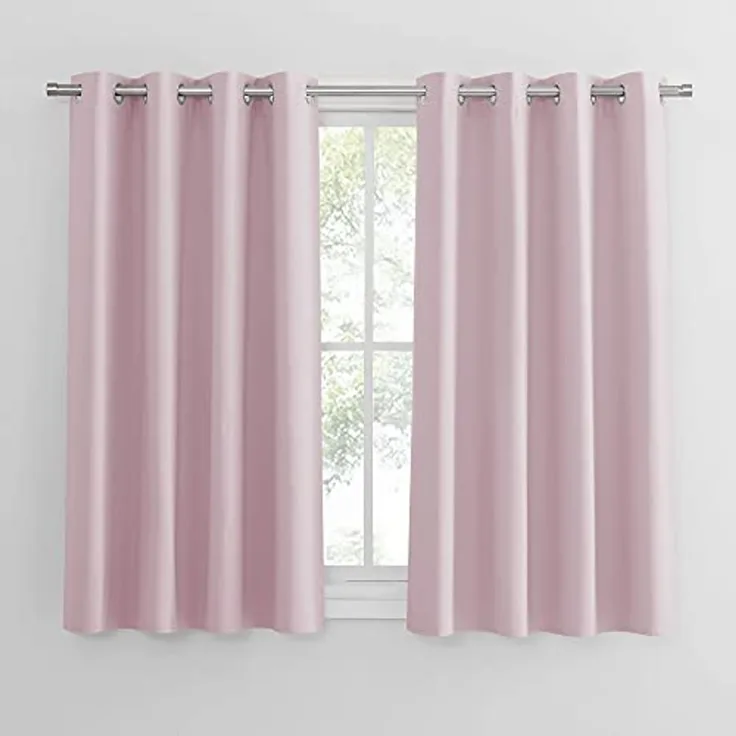 PONY DANCE Blickdichte Vorhänge Kinderzimmer Mädchen Ösenschal 2er Set H 137 x B 117 cm Verdunklungsgardine mit Ösen Thermo Gardinen gegen Hitze, Hellpink