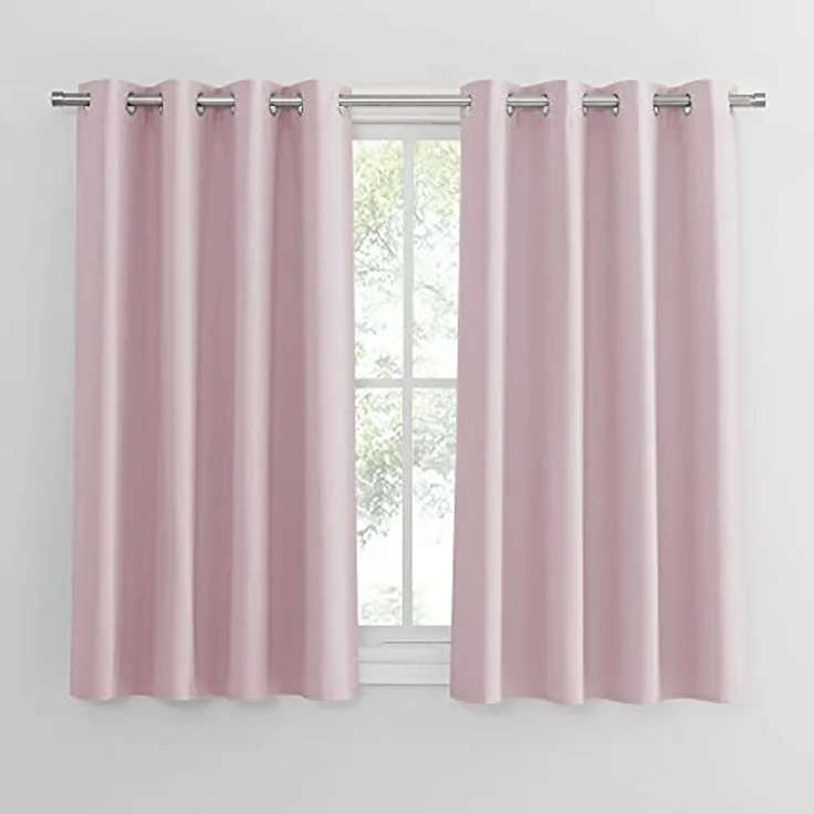 PONY DANCE Blickdichte Vorhänge Kinderzimmer Mädchen Ösenschal 2er Set H 137 x B 117 cm Verdunklungsgardine mit Ösen Thermo Gardinen gegen Hitze, Hellpink – Bild 1