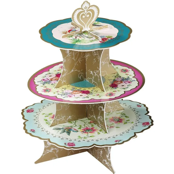 Talking Tables Truly Scrumptious Dreilagiger Kuchenstand mit buntem Blumenmuster für Kaffeekränzchen, Hochzeiten und Geburtstage