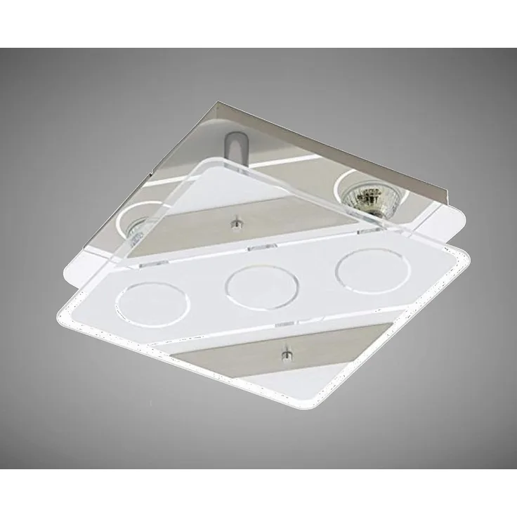 TRANGO LED Deckenstrahler, 3-flammig 3617-032 LED Deckenstrahler in Eckig *ELSIE* aus Metall mit Design Motive bedrückt Glas-Lampenschirm, Deckenlampe, Wandleuchte, Badlampe, inkl. 3x 5 Watt warmweiß GU10 LED Leuchtmittel