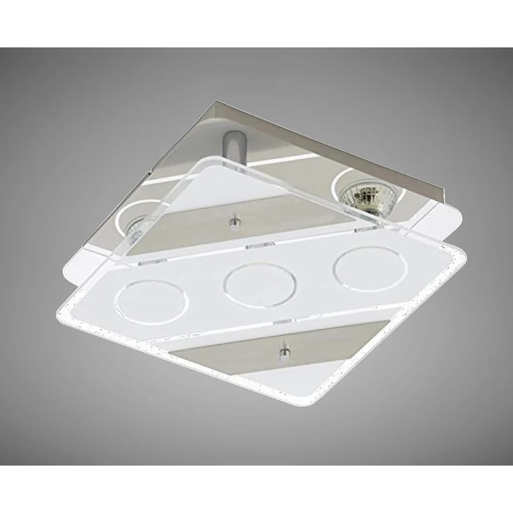 TRANGO LED Deckenstrahler, 3-flammig 3617-032 LED Deckenstrahler in Eckig *ELSIE* aus Metall mit Design Motive bedrückt Glas-Lampenschirm, Deckenlampe, Wandleuchte, Badlampe, inkl. 3x 5 Watt warmweiß GU10 LED Leuchtmittel – Bild 1