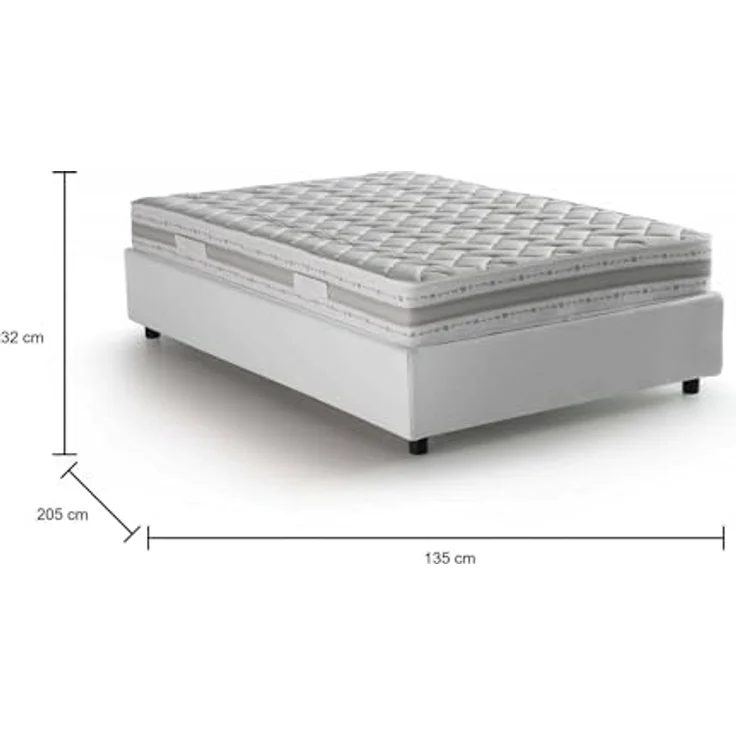 Talamo Italia - Gaia Doppelbett, Bettkasten mit Stoffbezug, 100 % Made in Italy, seitliche Öffnung, inklusive Matratze 120 x 190 cm, Weiß – Bild 2