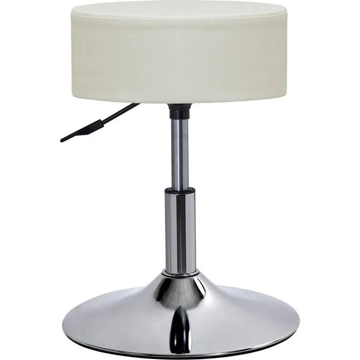 Drehhocker Sitzhocker Hocker RUND höhenverstellbar drehbar aus Kunstleder Farbauswahl Duhome 428S, Farbe:Creme, Material:Kunstleder