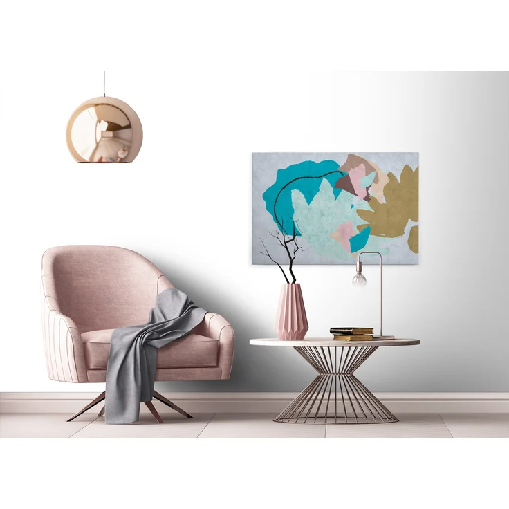 Abstrakte Kunst Leinwandbild Blau Grau Braun 90x60 DD120483 Wandbild Leinwand – Bild 4