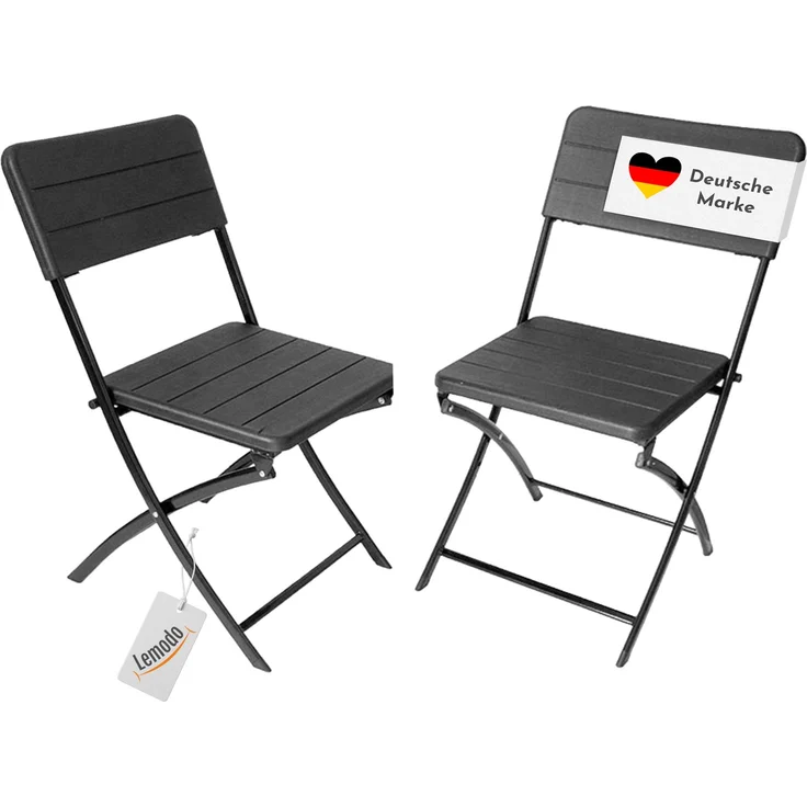 Klappstuhl 2er Set Stühle, schwarz Holz-Optik, Campingstuhl – Bild 1