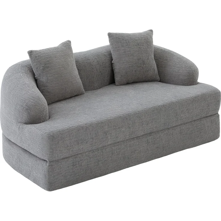 ZUBALIYA Schlafsofa 84x65 cm, mit LED - Beleuchtung, mit Chenille - Bezug, modular aufgebaut, mit Schaumstoffpolsterung, Hellgrau – Bild 16