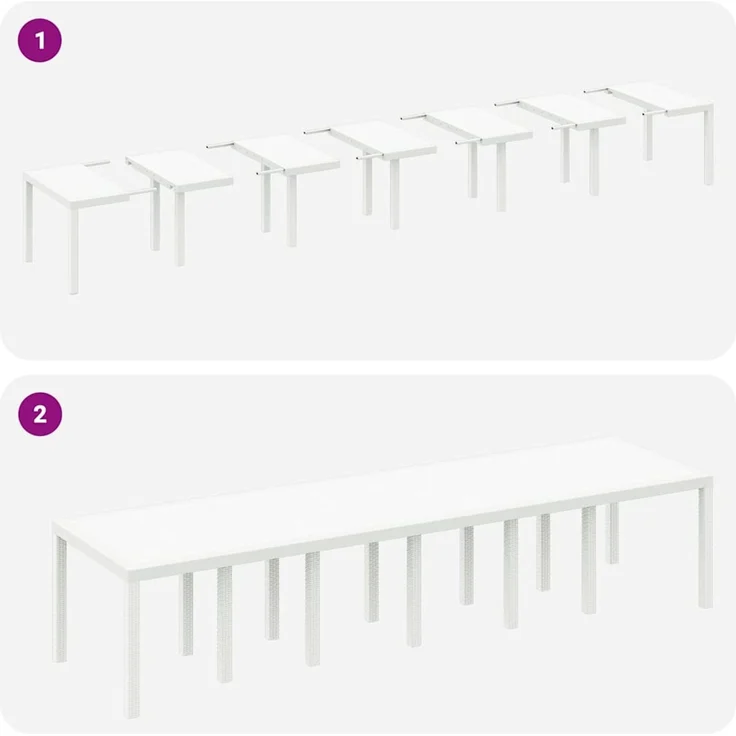 vidaXL Gartentisch Weiß 350 x 100 x 74 cm Poly-Rattan 3378526 – Bild 9