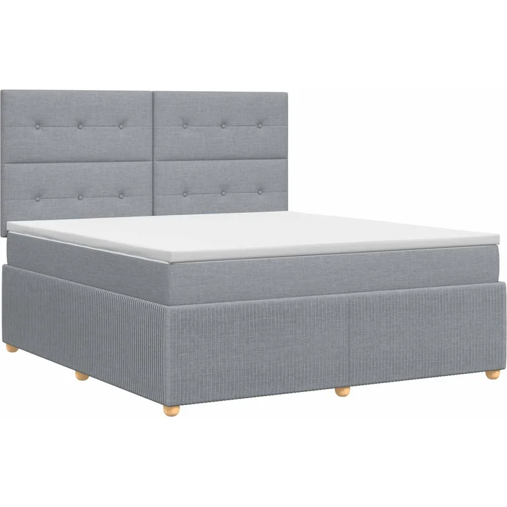 vidaXL Boxspringbett mit Matratze Hellgrau 140 x 190 cm Stoff 3454389 – Bild 2