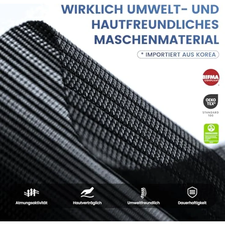 COLAMY XK01 Atlas Ergonomischer Bürostuhl, Netz-Chefsessel mit verstellbarem Kopfstütze, Computer Schreibtischstuhl Drehstuhl mit 4D-Armlehnen, Nylonbasis/Schiebesitz/Neigungssperre, Schwarz – Bild 8