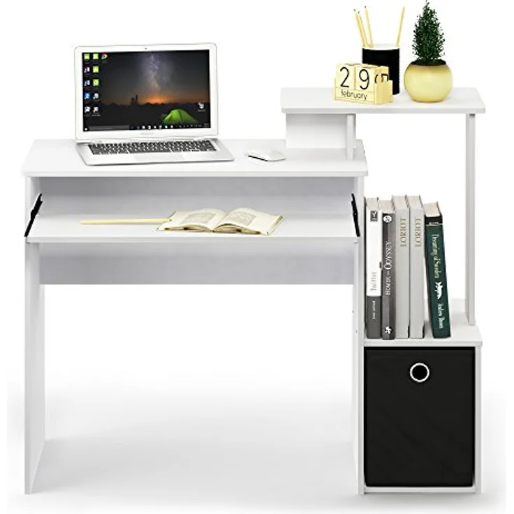 Furinno Econ Mehrzweck Home Office Computer Schreibtisch mit Ablage und Einschub, holz, Weiß/schwarz, 40. 01x40. 01x86. 61 cm – Bild 8