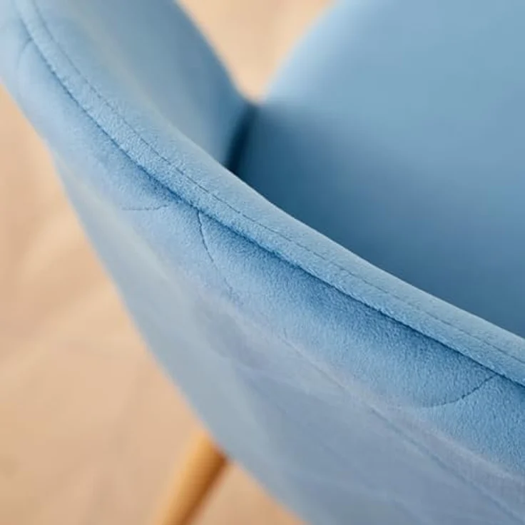 GrandCA HOME 2er Set Esszimmersessel, 2er-Set Samt Esszimmerstühle mit Eisenbeinen in Holzoptik, vielseitig für Büro, Café, Küche, Wohnzimmer, Schlafzimmer (Blau,2) – Bild 8