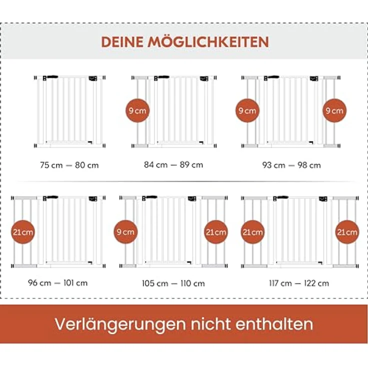 Hauck Treppenschutzgitter Türschutzgitter Clear Step Autoclose 2, für Breiten 75 - 80 cm, Ultra Flache Schwelle, Automatischer Schließmechanismus, ohne Bohren, Einhändiges Öffnen, Metall, Dunkelgrau – Bild 8
