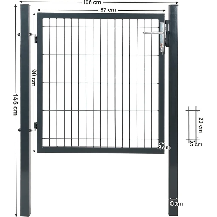 Songmics Gartentor aus verzinktem Stahl, grau, 106x90 cm (LxH) – Bild 3