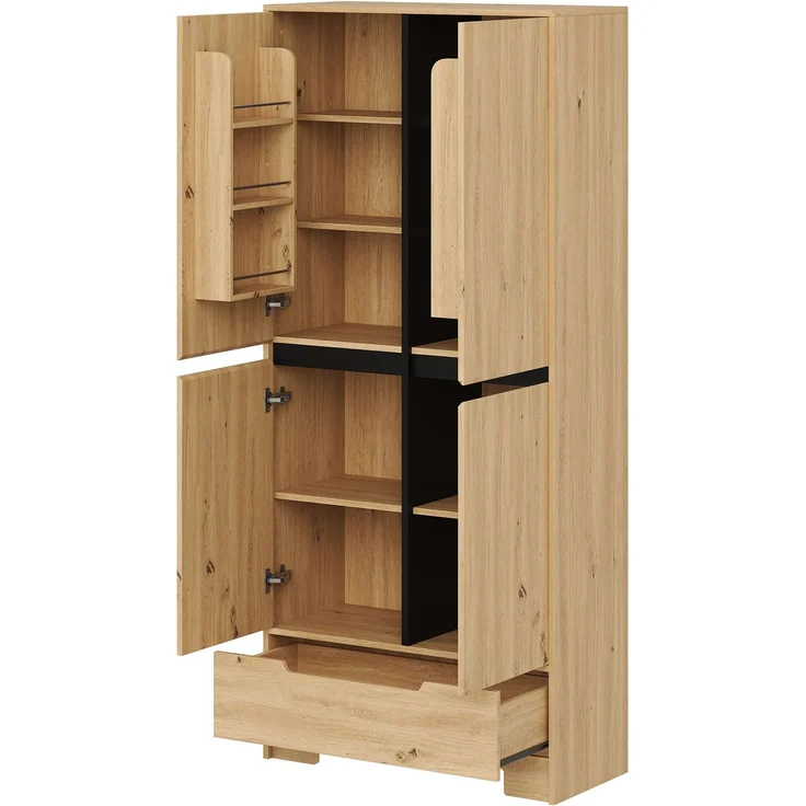 Küchenschrank 80 x 35 x 180 cm in Natur mit Schublade und verstellbaren Einlegeböden – Bild 4