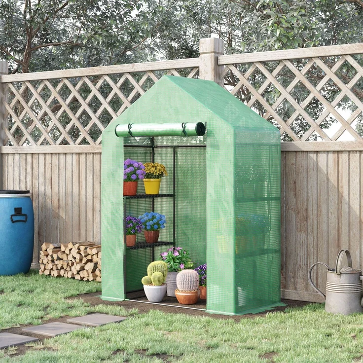 MELAYR, Gartengewächshaus mit 3 Regalböden, 96 x 28 x 13 cm, Grün – Bild 4