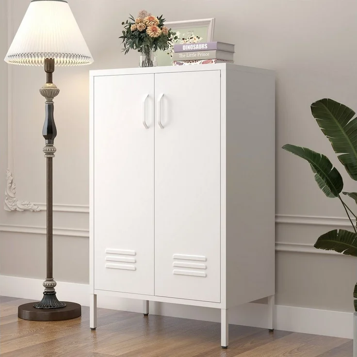 OKWISH Aktenschrank Metall-Aufbewahrungsschrank (mit 2 Türen & 2 verstellbaren Regalen, 1-St, 65*35*106.6cm) – Bild 1
