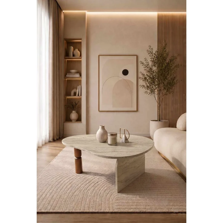 Skye Decor 'Zen Yamuk - Travertine' Couchtisch, Travertin, 90 x 40 x 70 cm – Bild 3